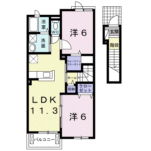 オーブ Ⅱ(2LDK/2階)の間取り写真