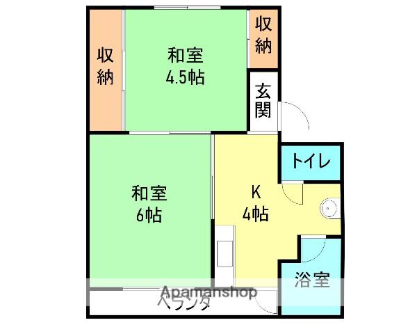 パーク海南Ⅱ(2K/4階)の間取り写真