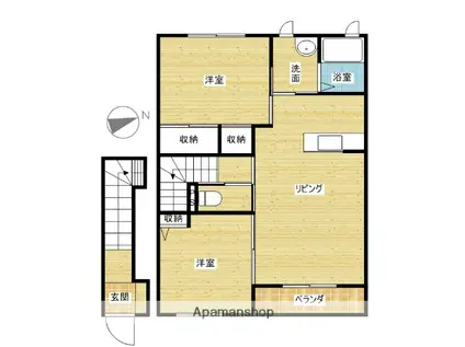 和歌山県岩出市 2階建 築16年(2LDK/2階)の間取り写真