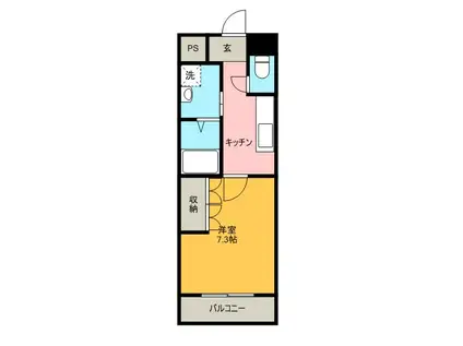 阪和線 紀伊駅 徒歩1分 2階建 築17年(1K/1階)の間取り写真