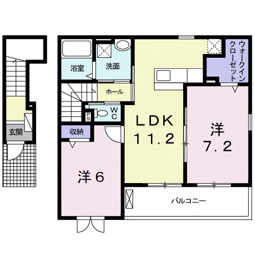 サニーホワイトⅥ(2LDK/2階)の間取り写真