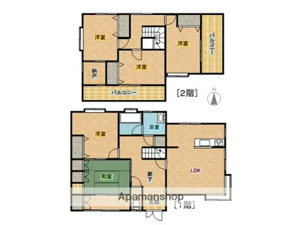 和歌山線 岩出駅 徒歩24分 2階建 築32年(5LDK)の間取り写真