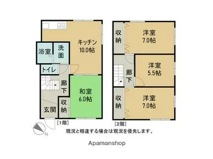 紀勢本線 海南駅 徒歩17分 1階建 築31年(4LDK)の間取り写真