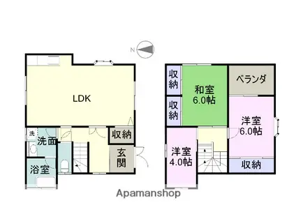 和歌山線 岩出駅 徒歩30分 2階建 築36年(3LDK)の間取り写真