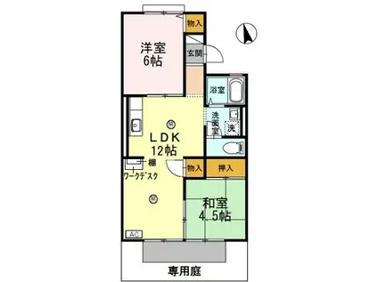 エル タチバナ B棟(2LDK/1階)の間取り写真