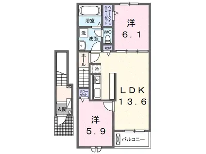 リッチェ・ツリー(2LDK/2階)の間取り写真