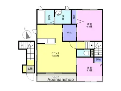 和歌山電鐵貴志川線 伊太祈曽駅 徒歩4分 2階建 築15年(2LDK/2階)の間取り写真