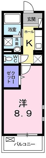 和歌山線 岩出駅 バス乗車時間:20分 中黒団地バス停で下車 徒歩2分 3階建 築15年(1K/2階)の間取り写真
