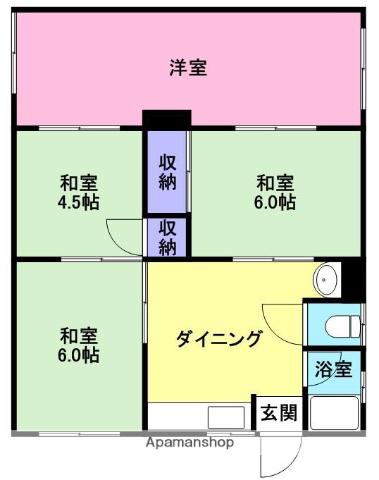 リアンハイム川永(4DK/1階)の間取り写真