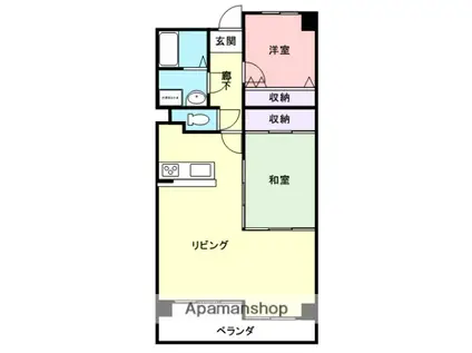 グリーンヒル波分(2LDK/8階)の間取り写真