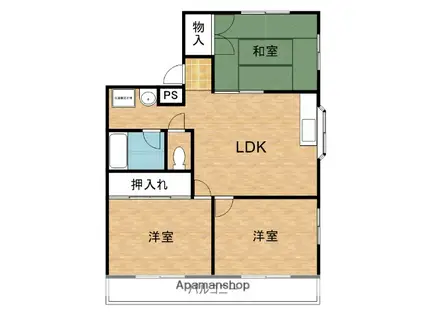 メロディハイムしみずC(3LDK/3階)の間取り写真