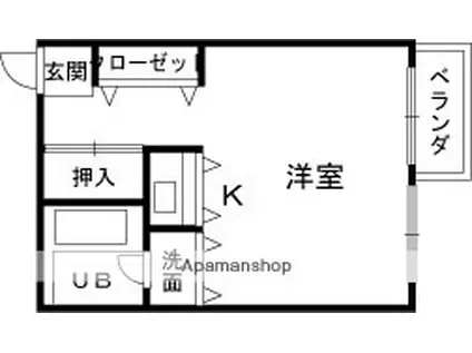 和歌山線 打田駅 徒歩18分 3階建 築33年(1K/3階)の間取り写真