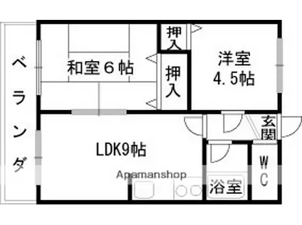 千代マンション一号棟(2LDK/3階)の間取り写真