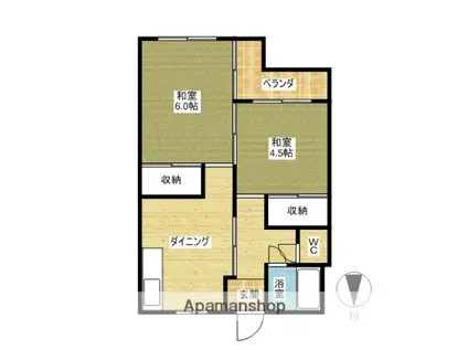 岩出ロイヤルマンション(2DK/4階)の間取り写真