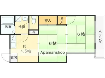第12プロビナンス村橋(2DK/2階)の間取り写真