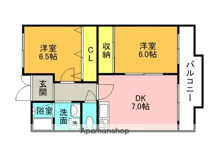 プチコモン城西(2LDK/1階)の間取り写真