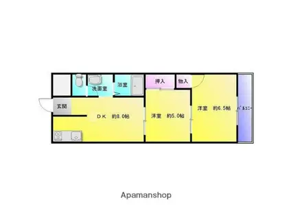 グランドハイツヤマダ(2DK/1階)の間取り写真