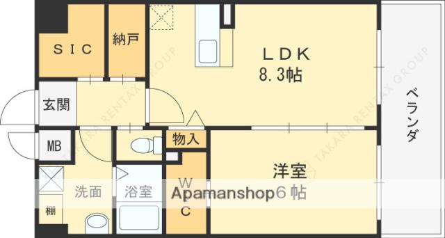 京橋パンション(1LDK/6階)の間取り写真
