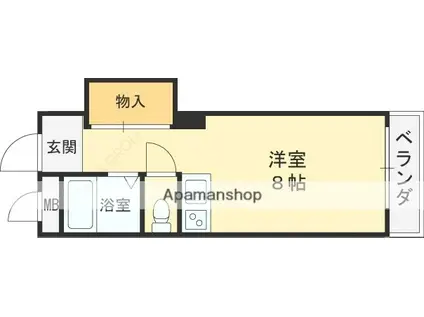 宝町ヴィラ(1K/3階)の間取り写真