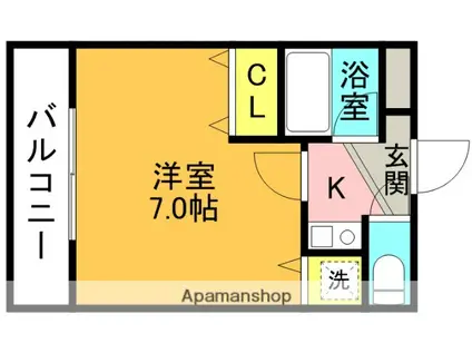 シャトーボヌール郡家本町(1K/3階)の間取り写真