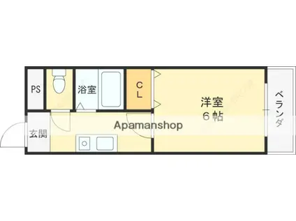 クロシオハイツⅤ(1K/2階)の間取り写真