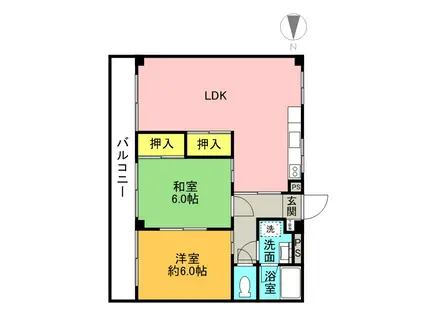 コーポグリーン(2LDK/3階)の間取り写真