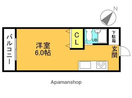 丸矢ハイツ(ワンルーム/4階)の間取り写真