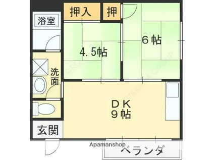 メゾンデソール(2DK/2階)の間取り写真