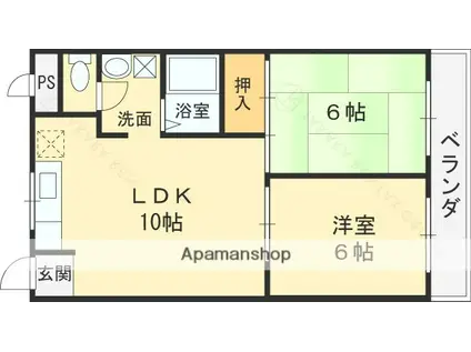 Mプラザ菱江(2LDK/2階)の間取り写真