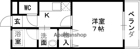 近鉄大阪線 久宝寺口駅 徒歩4分 2階建 築24年(1K/2階)の間取り写真