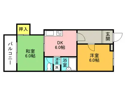 グランドハイツ38(2DK/2階)の間取り写真