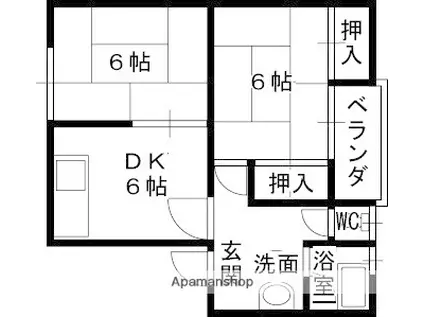 春日丘ハイツ(2DK/1階)の間取り写真