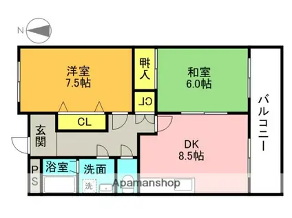 ブルーメ尚和(2DK/4階)の間取り写真