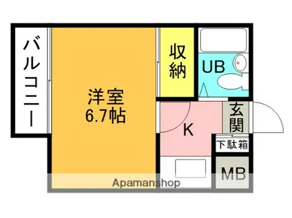 ホーミーレジデンス(1K/2階)の間取り写真