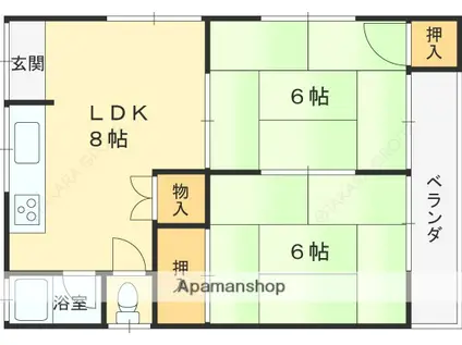 阪口ハイツ(2DK/2階)の間取り写真
