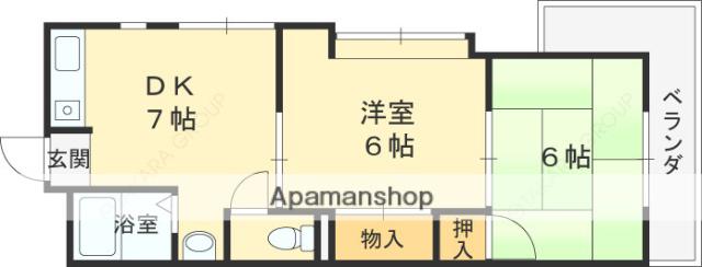 クローバーハイツPART2(2DK/3階)の間取り写真