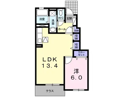 ジェルメ五十鈴(1LDK/1階)の間取り写真
