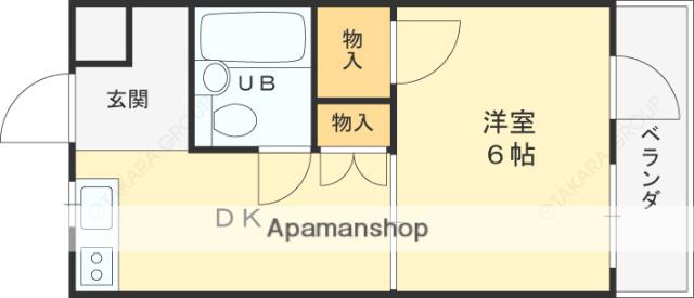 アンフィニィ西町2(1DK/2階)の間取り写真