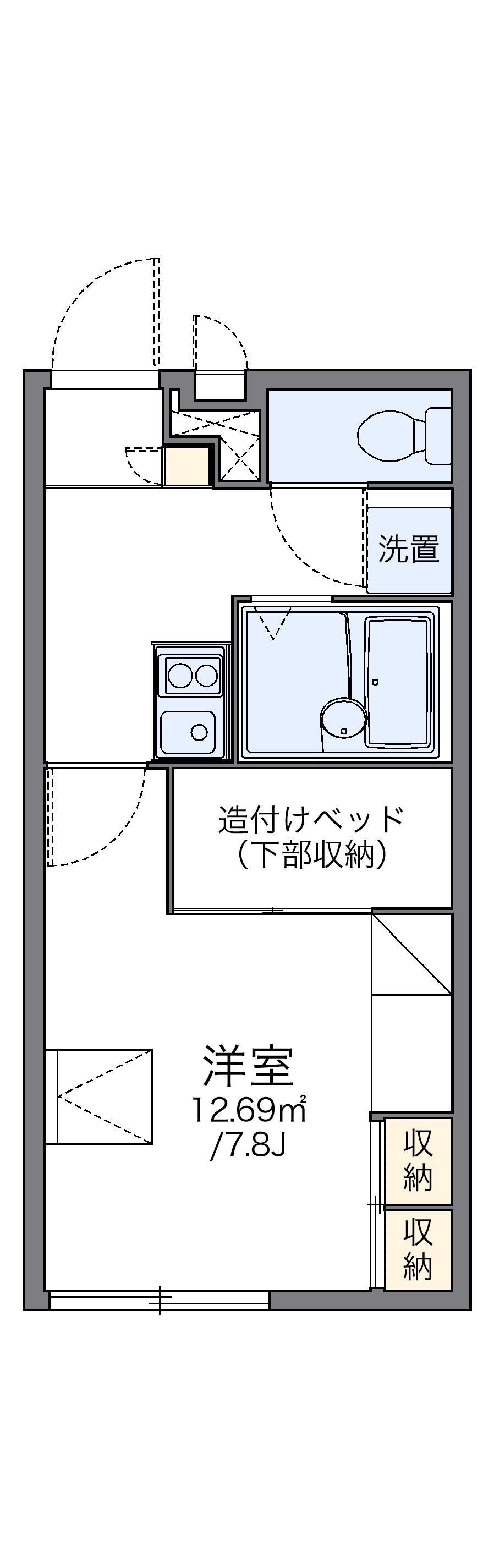 レオパレスOPTIM安満(1K/2階)の間取り写真