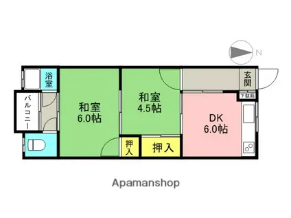 清水ハイツ(2DK/2階)の間取り写真