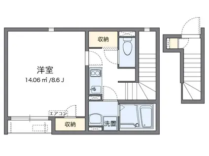 クレイノ咲(1K/2階)の間取り写真