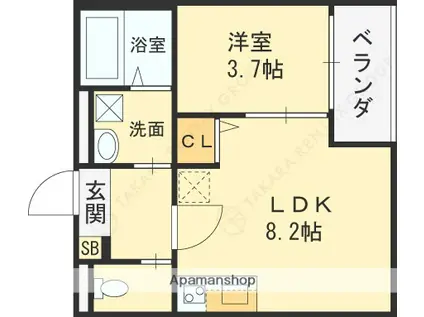 新森アパートメント(1LDK/1階)の間取り写真