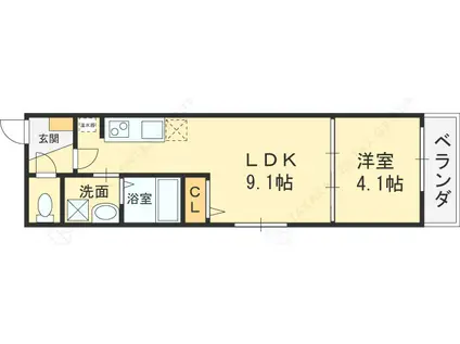 ジオグラン(1LDK/1階)の間取り写真