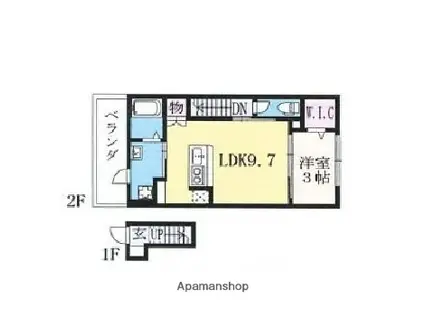 アヴァロン富田(1LDK/2階)の間取り写真