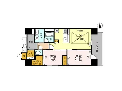 IBC RESIDENCE ウエスト(2LDK/12階)の間取り写真