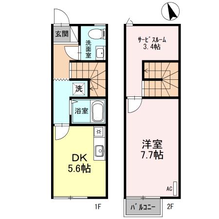 グランドワークス上牧(1DK)の間取り写真
