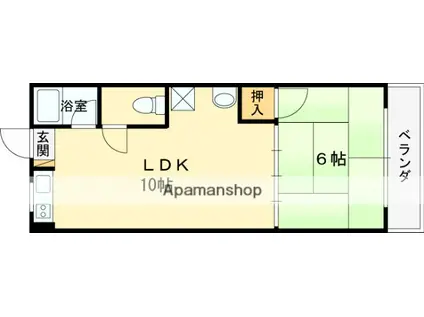 有楽荘(1LDK/2階)の間取り写真
