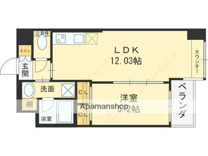 プレジオ長田(1LDK/7階)の間取り写真