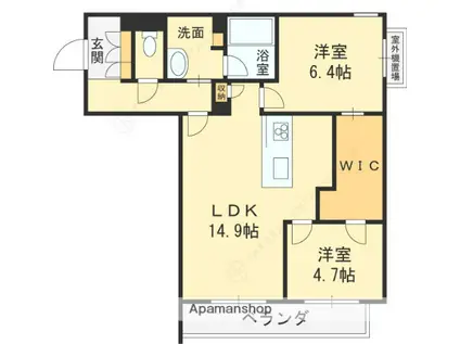 シャーメゾンサイビータ(2LDK/2階)の間取り写真