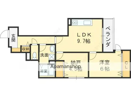 HEALING GRACE 高槻高西町A棟(1SLDK/3階)の間取り写真